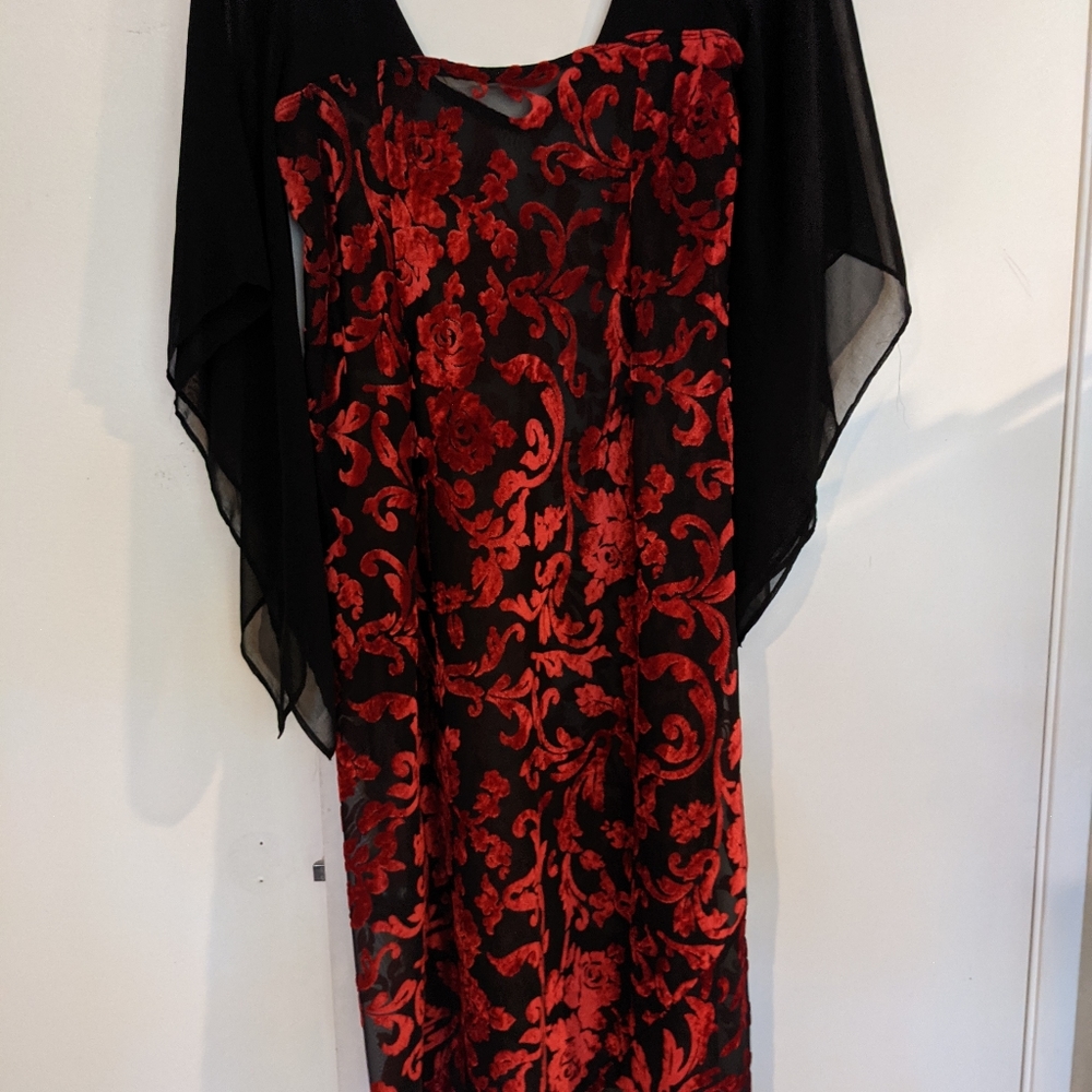 Gorgeous vintage burnout velvet and chiffon maxi dress